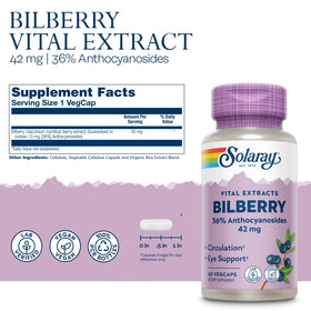 SOLARAY Extrait de Baie de Myrtille 42 mg composition des capsules