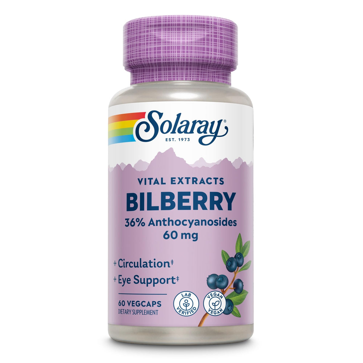 SOLARAY Extrait de Baies de Myrtille 60 mg vue de face