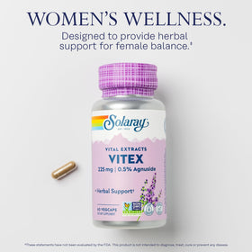 SOLARAY Extrait de Baies de Vitex 225 mg - étiquette détaillée