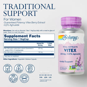 SOLARAY Extrait de Baies de Vitex 225 mg - gélules végétales