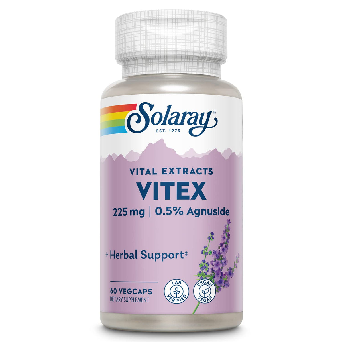 SOLARAY Extrait de Baies de Vitex 225 mg - vue avant du flacon