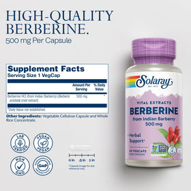 SOLARAY Extrait de Berbérine 500 mg - vue de l'arrière de l'emballage