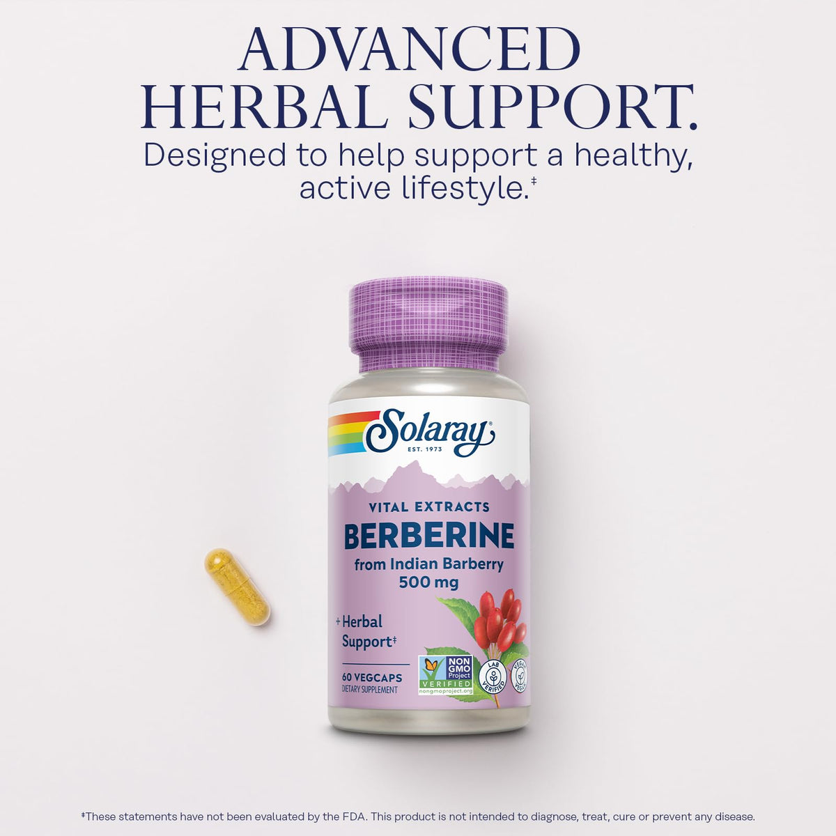 SOLARAY Extrait de Berbérine 500 mg - vue latérale de l'emballage