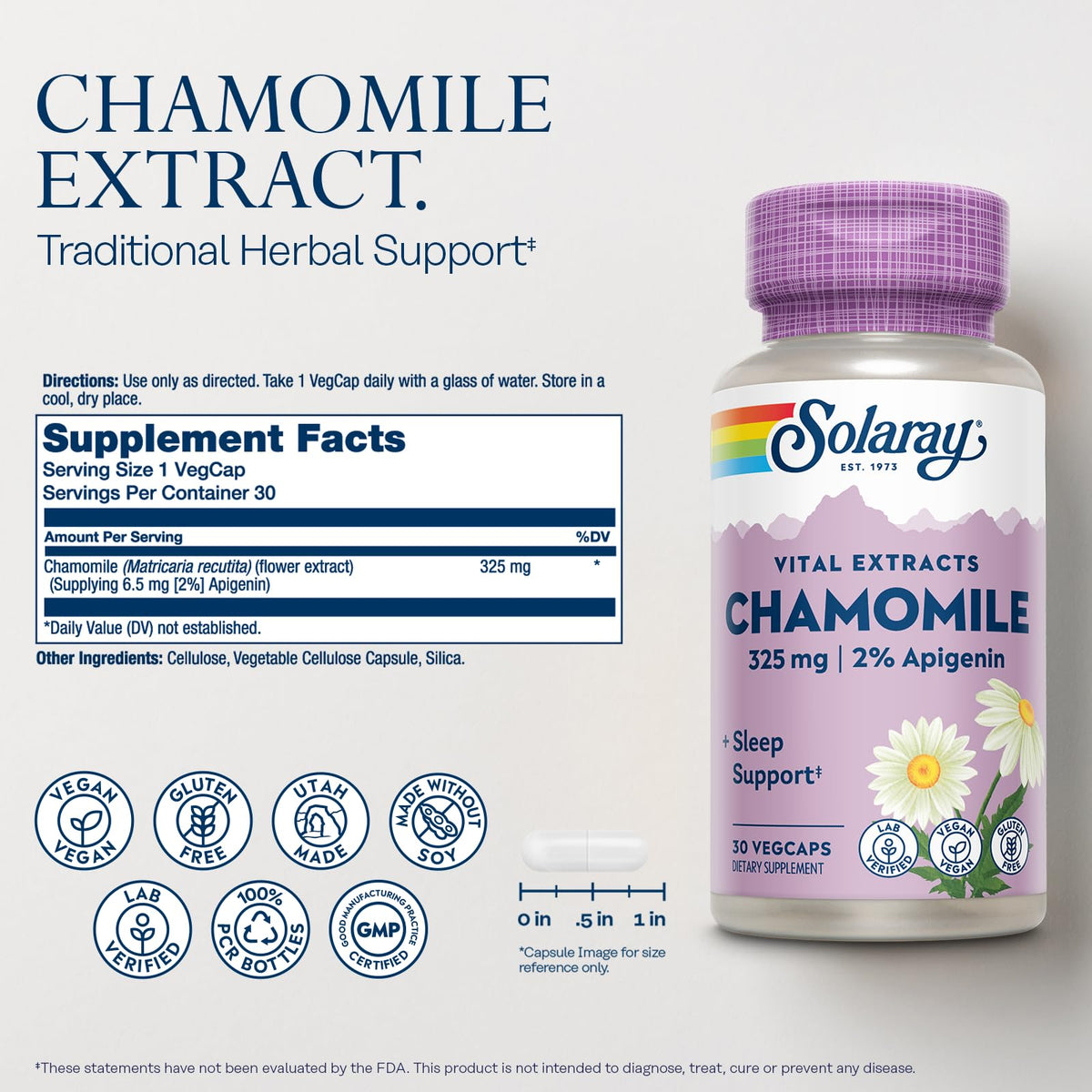 SOLARAY Extrait de Camomille 325 mg, capsule végétale