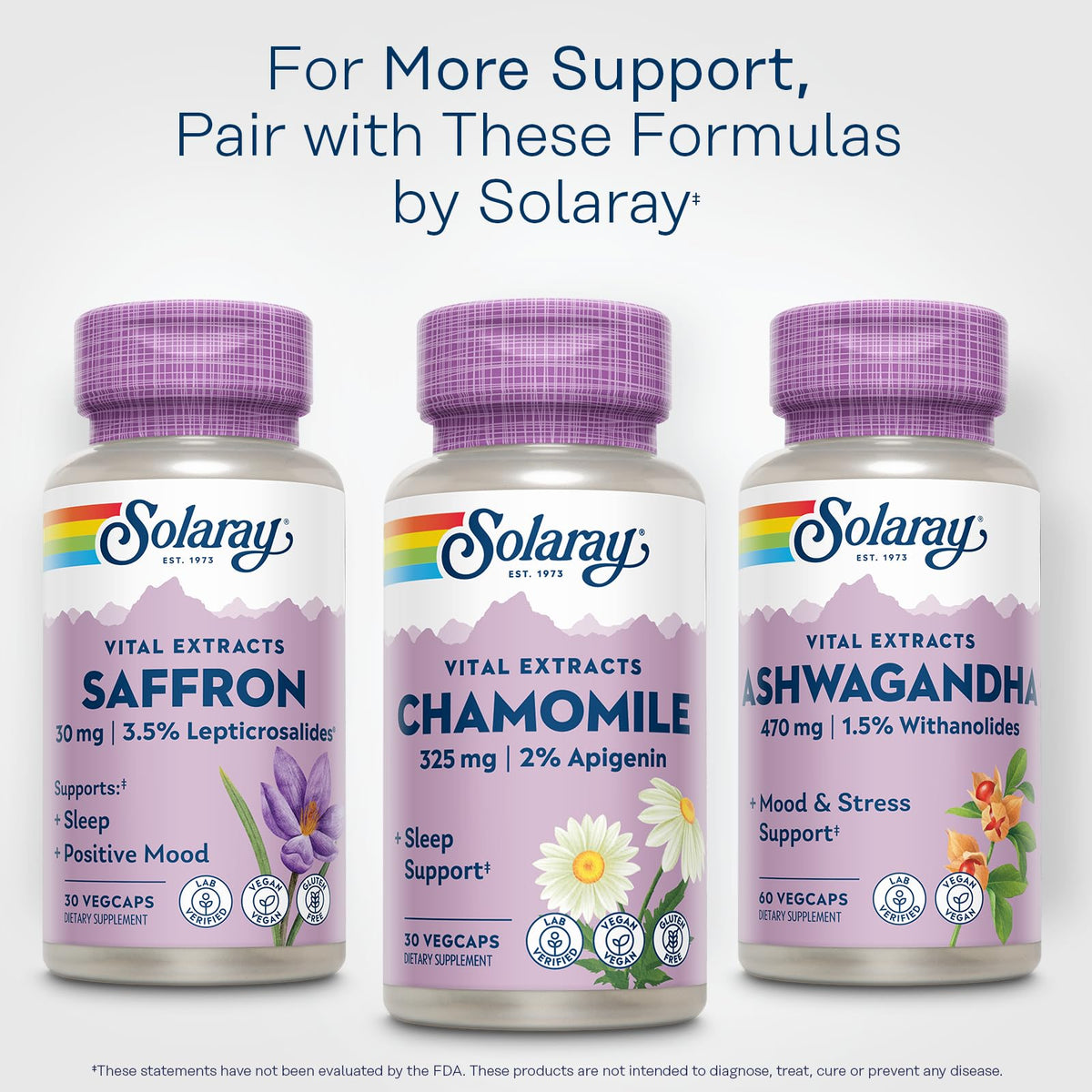 SOLARAY Extrait de Camomille 325 mg, vue d'ensemble sur la table