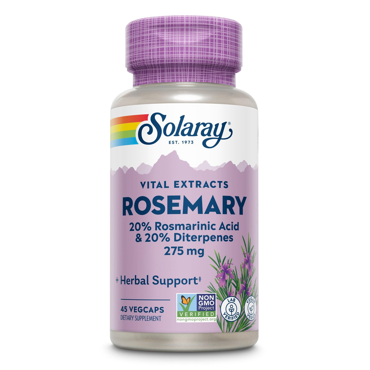 SOLARAY Extrait de Feuille de Romarin 275mg Capsules Végétales - emballage