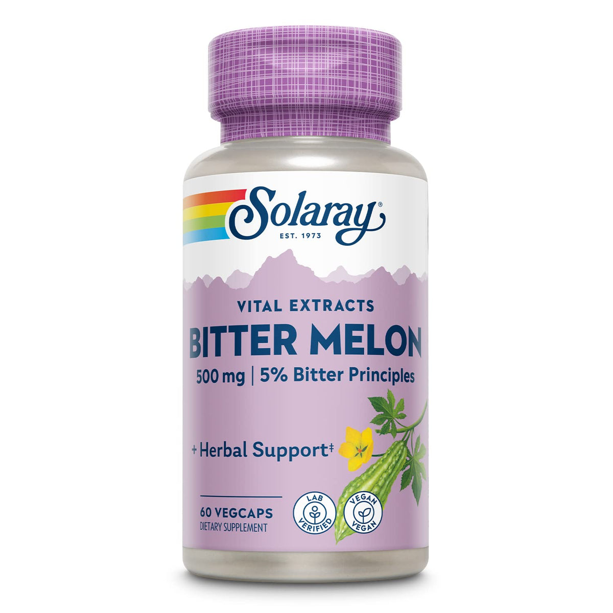 SOLARAY Extrait de Fruit de Melon Amer 500mg 60 VegCaps vue avant