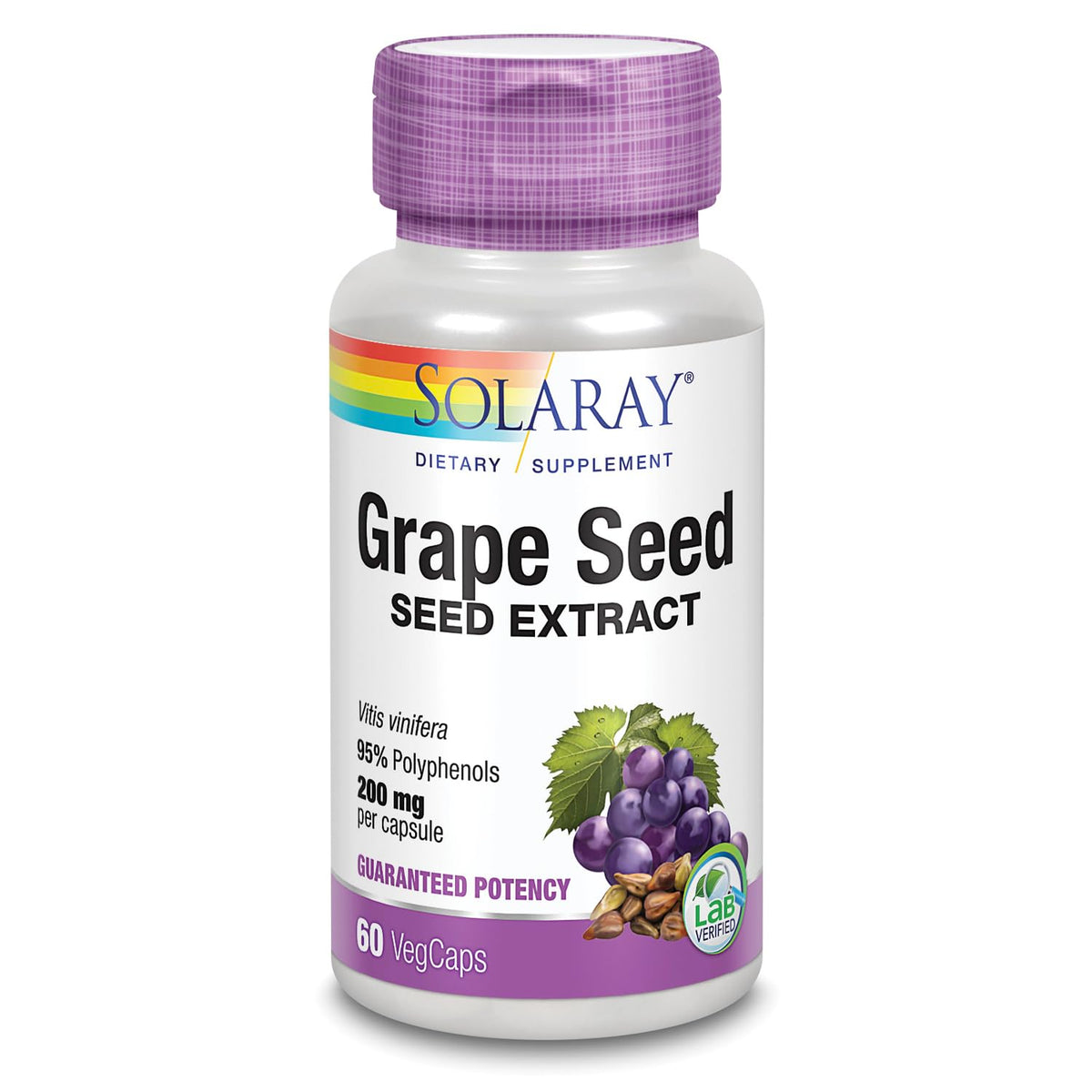 SOLARAY Extrait de pépins de raisin 200 mg bouteille vue de face