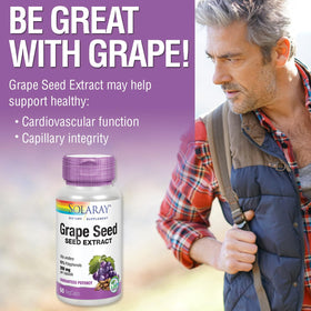 SOLARAY Extrait de pépins de raisin 200 mg sur une table en bois