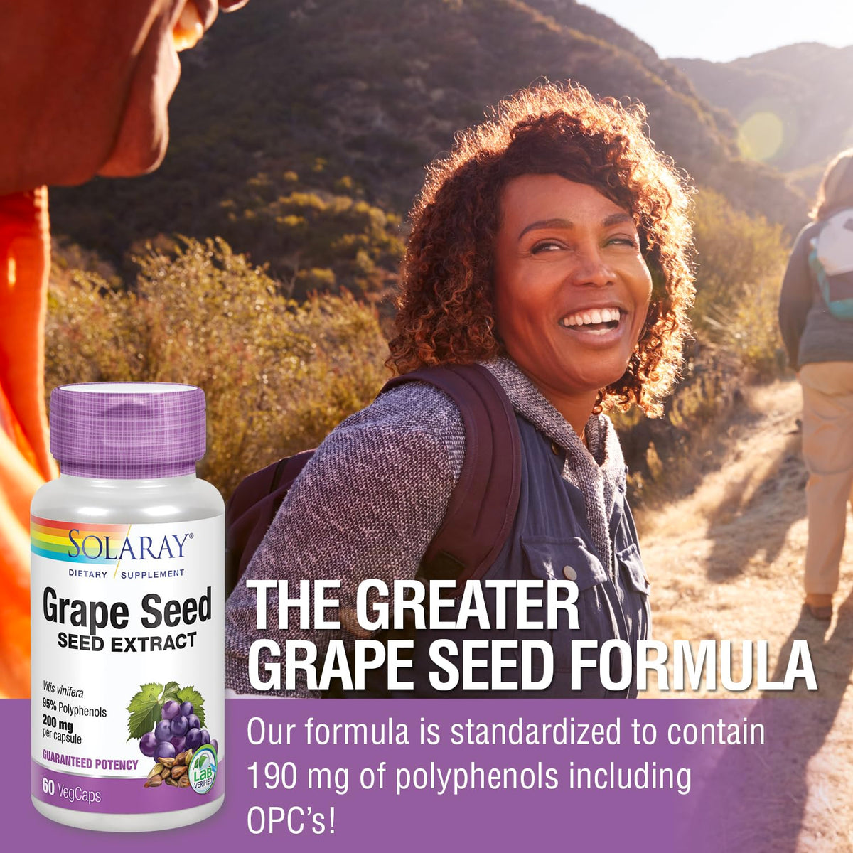 SOLARAY Extrait de pépins de raisin 200 mg vue latérale