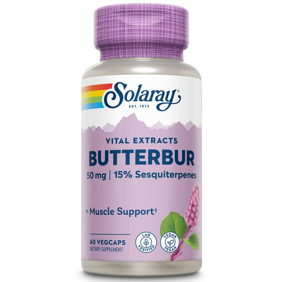 SOLARAY Extrait de Pétasite 50 mg 60 gélules végétales face