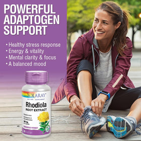 SOLARAY Extrait de Racine de Rhodiola 100mg capsules sur table