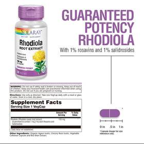 SOLARAY Extrait de Racine de Rhodiola 100mg capsules végétales