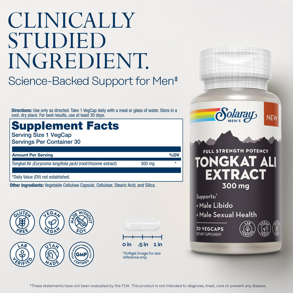 SOLARAY Extrait de Tongkat Ali 300mg capsules végétales
