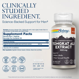 SOLARAY Extrait de Tongkat Ali 300mg capsules végétales
