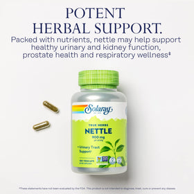 SOLARAY Feuille d'Ortie 450 mg capsules sur fond blanc