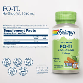 SOLARAY Fo-Ti 610 mg capsules végétariennes