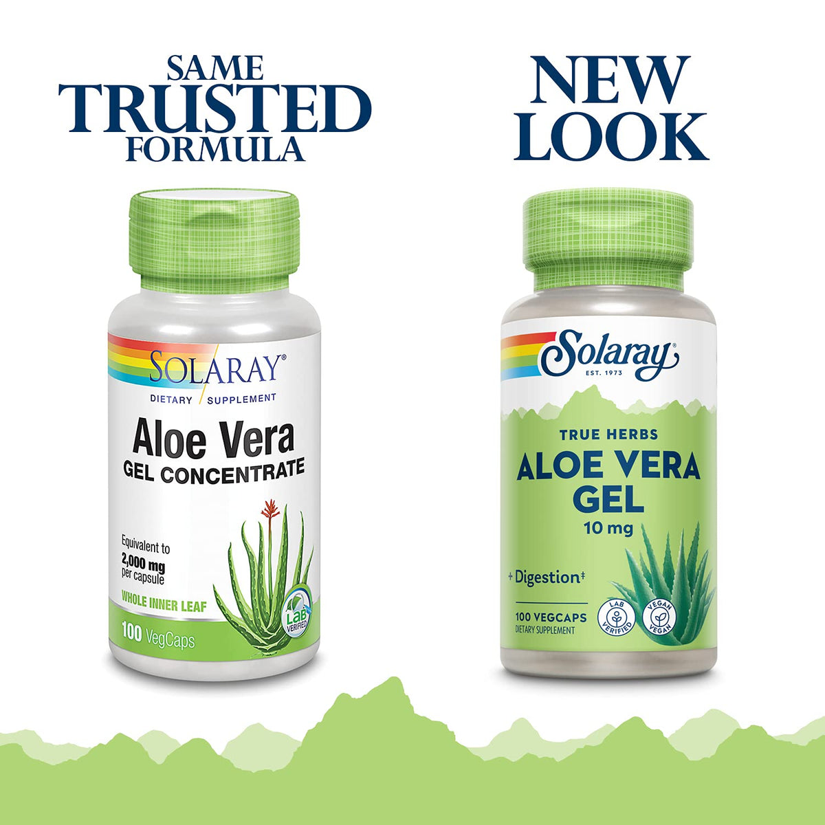 SOLARAY Gel Aloe Vera 2000mg capsules végétales sur fond blanc