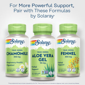 SOLARAY Gel d'Aloe Vera Capsules, flacon ouvert avec capsules visibles
