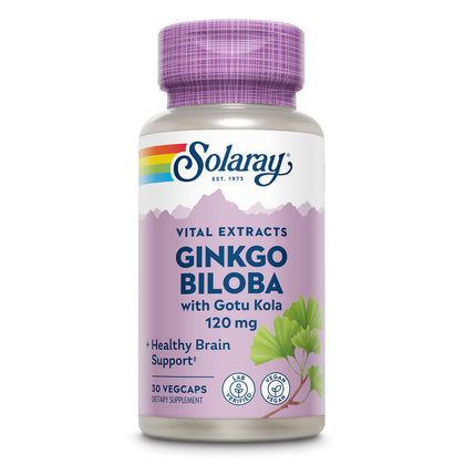 SOLARAY Ginkgo Biloba 60 VegCaps bouteille vue de face