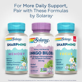 SOLARAY Ginkgo Biloba Extract étiquette et logo de la marque