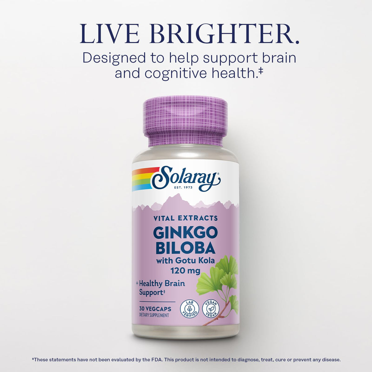 SOLARAY Ginkgo Biloba vue arrière de la bouteille