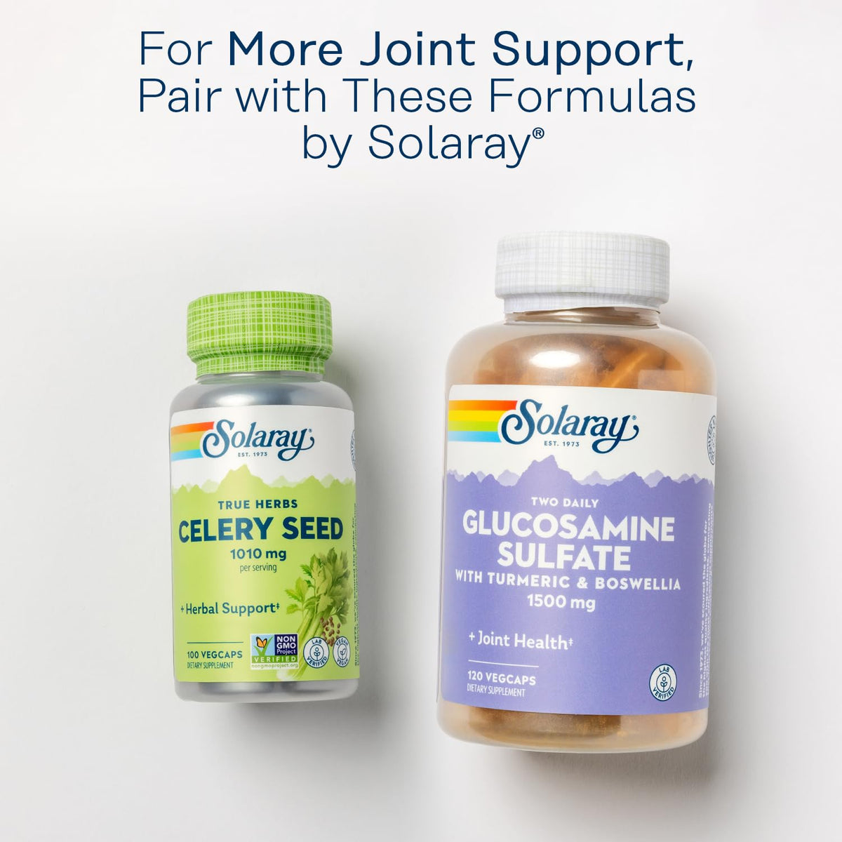 SOLARAY Glucosamine Chondroïtine 180 VegCaps et un verre d'eau