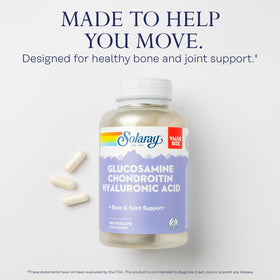 SOLARAY Glucosamine Chondroïtine 180 VegCaps sur un fond naturel