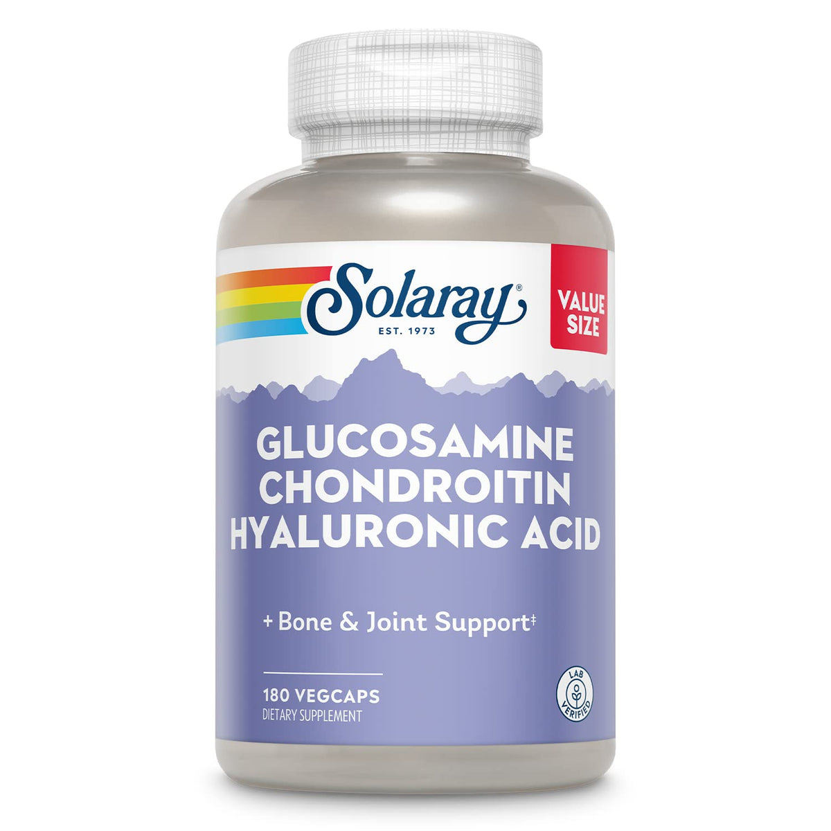 SOLARAY Glucosamine Chondroïtine 180 VegCaps vue de face