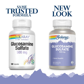 SOLARAY Glucosamine Sulfate 500 mg capsules sur un fond blanc
