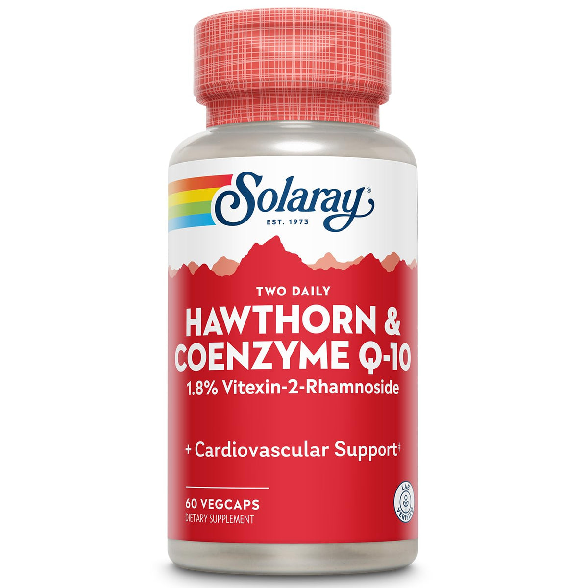 SOLARAY Hawthorn & CoQ10 600mg 60 Veg Caps vue de face