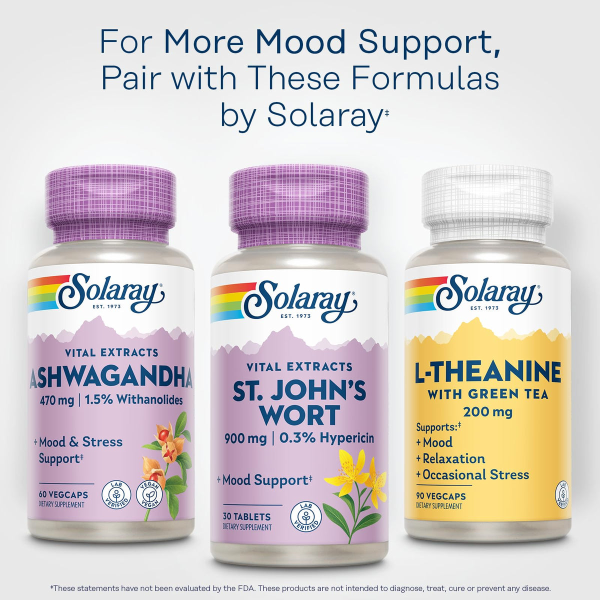 SOLARAY Hypericum Perforatum 900 mg, vue de l'arrière avec ingrédients