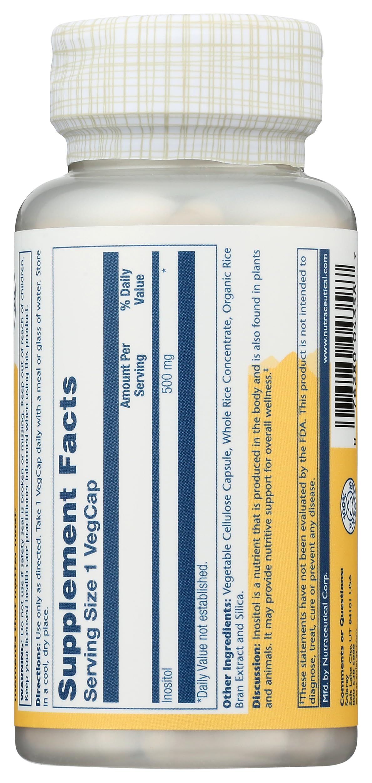 SOLARAY Inositol 500 mg capsules in a lifestyle setting