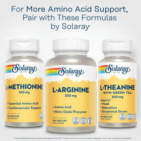 SOLARAY L-Arginine 500 mg sur une table en bois