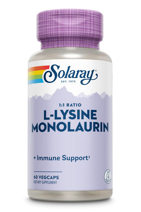 SOLARAY L-Lysine Monolaurin 60 VegCaps avec capsules visibles