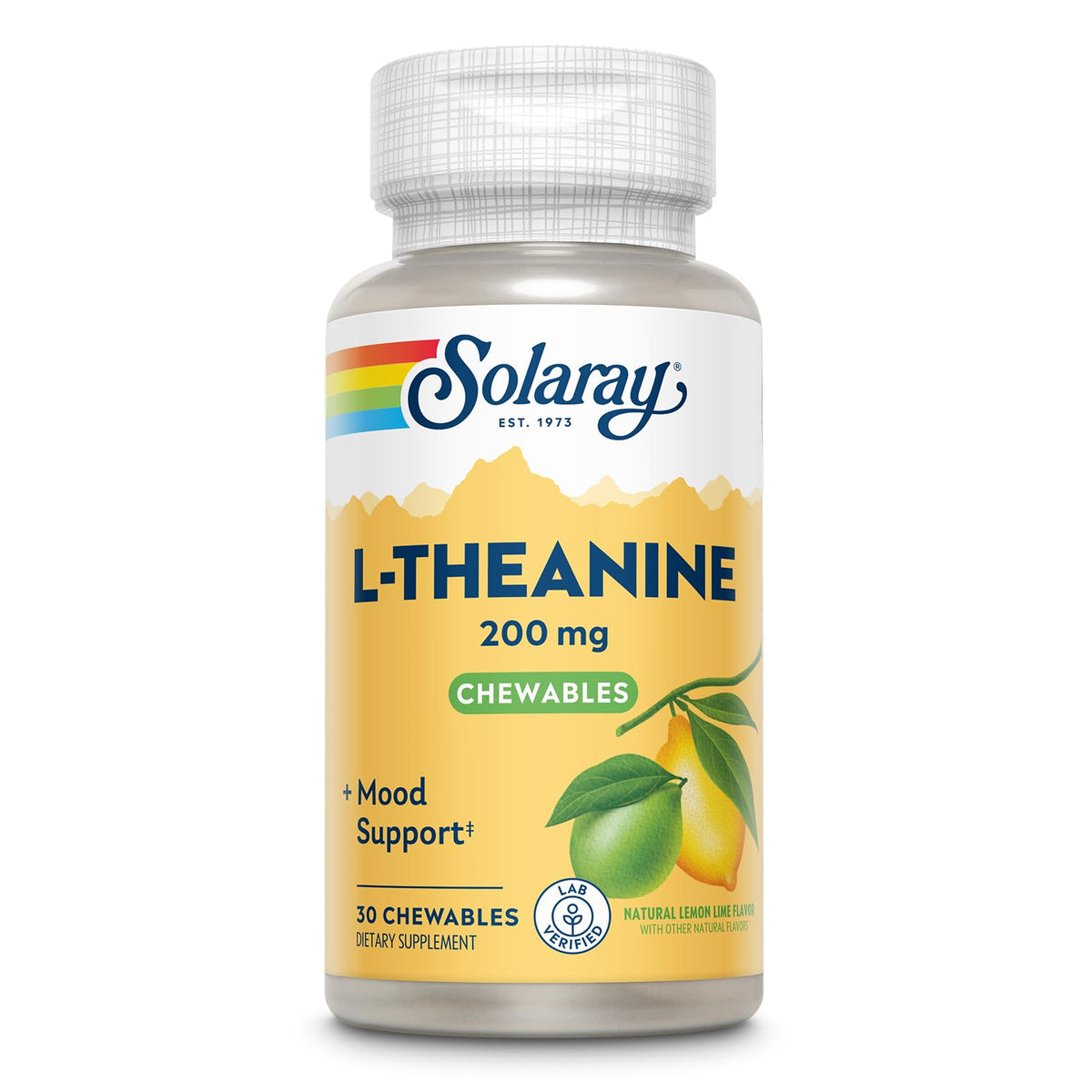 SOLARAY L-Theanine 200mg boîte de 30 gommes au goût citron-lime