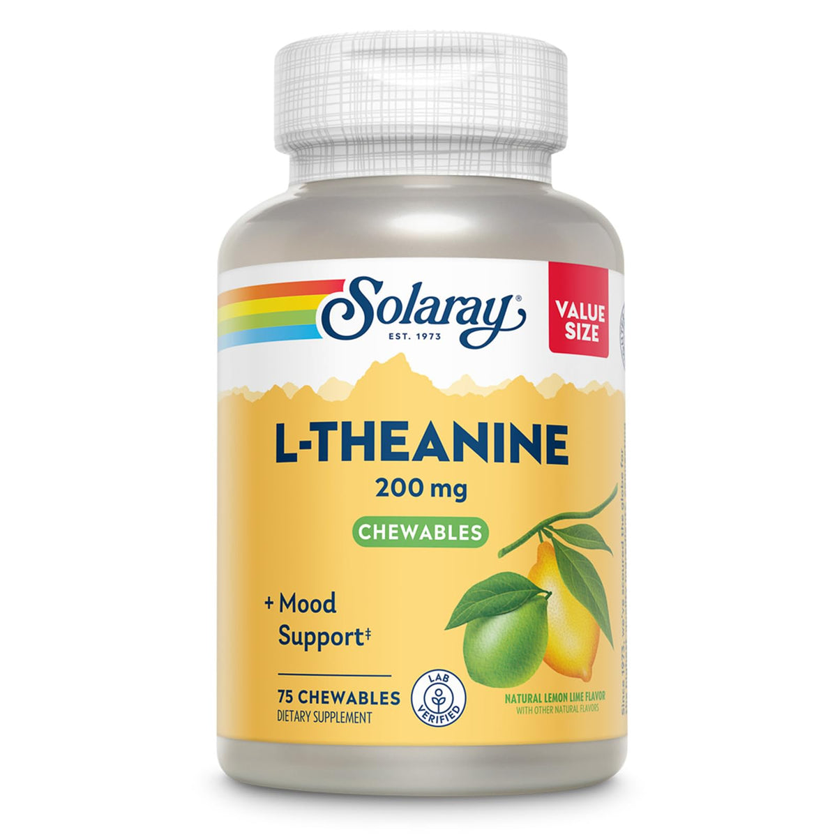 SOLARAY L-Theanine 200mg boîte de 75 chewables vue de face