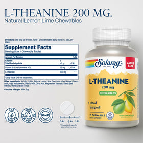 SOLARAY L-Theanine 200mg chewable citron lime