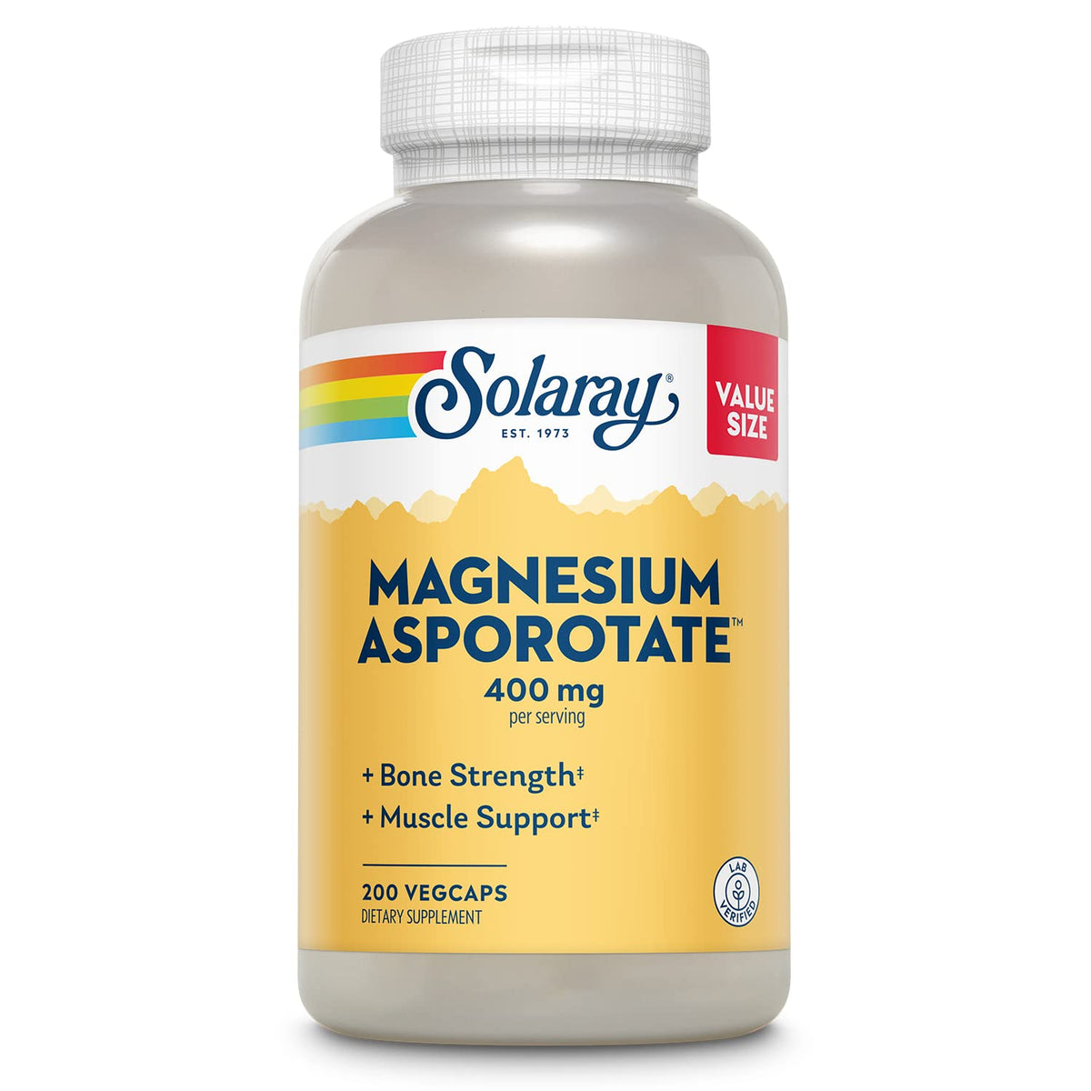 SOLARAY Magnésium Asporotate 400 mg flacon de 200 capsules végétales