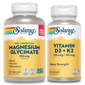 SOLARAY Magnesium Glycinate et Vitamine D3 K2 120 VegCaps vue de face