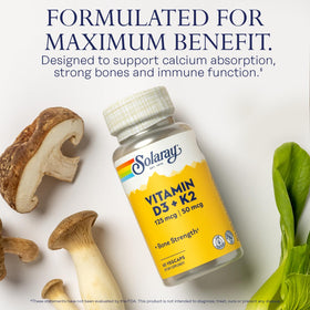 SOLARAY Magnesium Glycinate et Vitamine D3 K2 dans un environnement naturel
