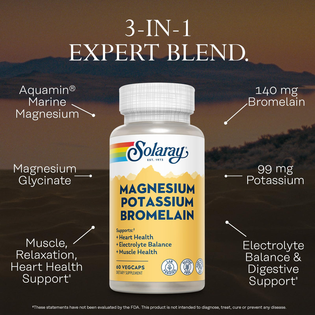 SOLARAY Magnesium Potassium capsules végétales