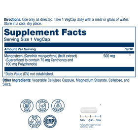 SOLARAY Mangoustan 500mg gélules sur fond blanc