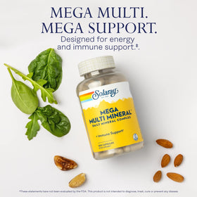 SOLARAY Mega Multi Minéraux 200 Capsules, côté avec étiquette