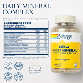SOLARAY Mega Multi Minéraux 200 Capsules, vue arrière