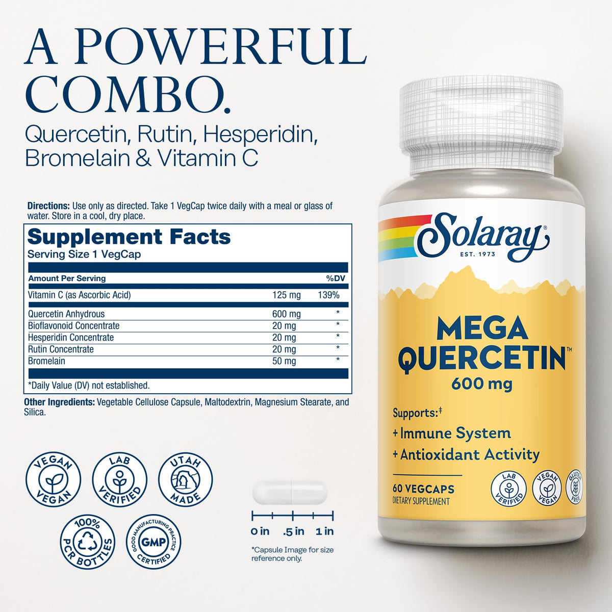 SOLARAY Mega Quercetin capsules végétales en gros plan