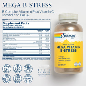 SOLARAY Mega Vitamin B-Stress capsules végétales en gros plan