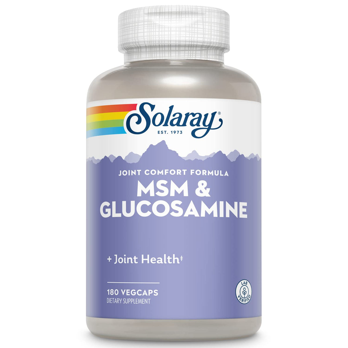 SOLARAY MSM & Glucosamine 180 Capsules vue avant avec étiquette