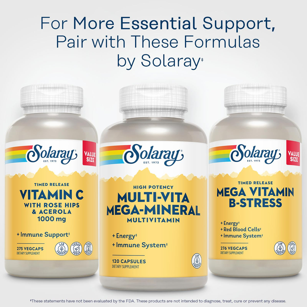 SOLARAY Multi-Vita Mega-Mineral Multivitamine 120 Capsules vue arrière