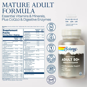 SOLARAY Multivitamines Complètes 50 Plus 90 VegCaps étiquette